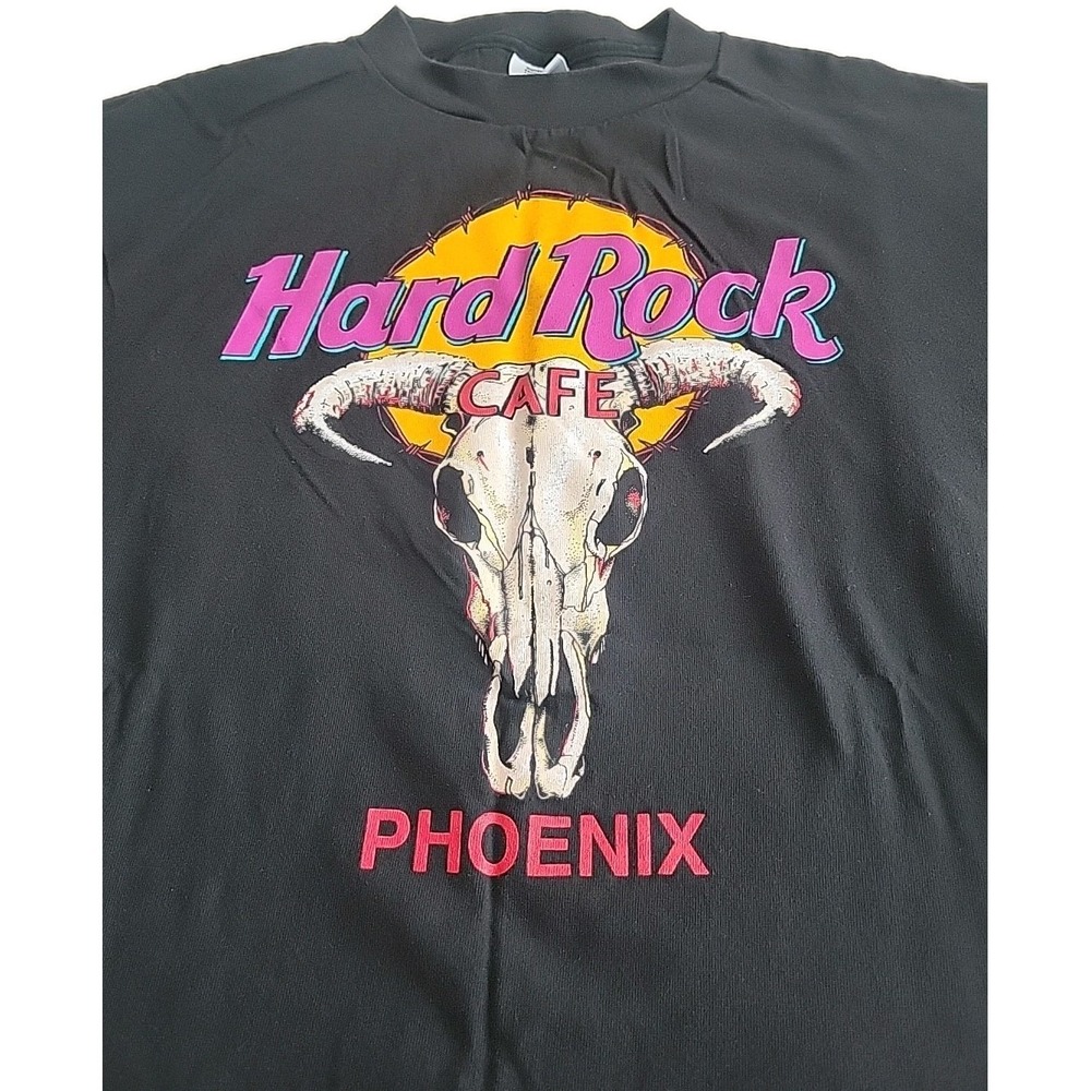 Vintage T-Shirt Hard Rock Cafe Phoenix XL 90s Black Desert Sun CowSkull Made USA